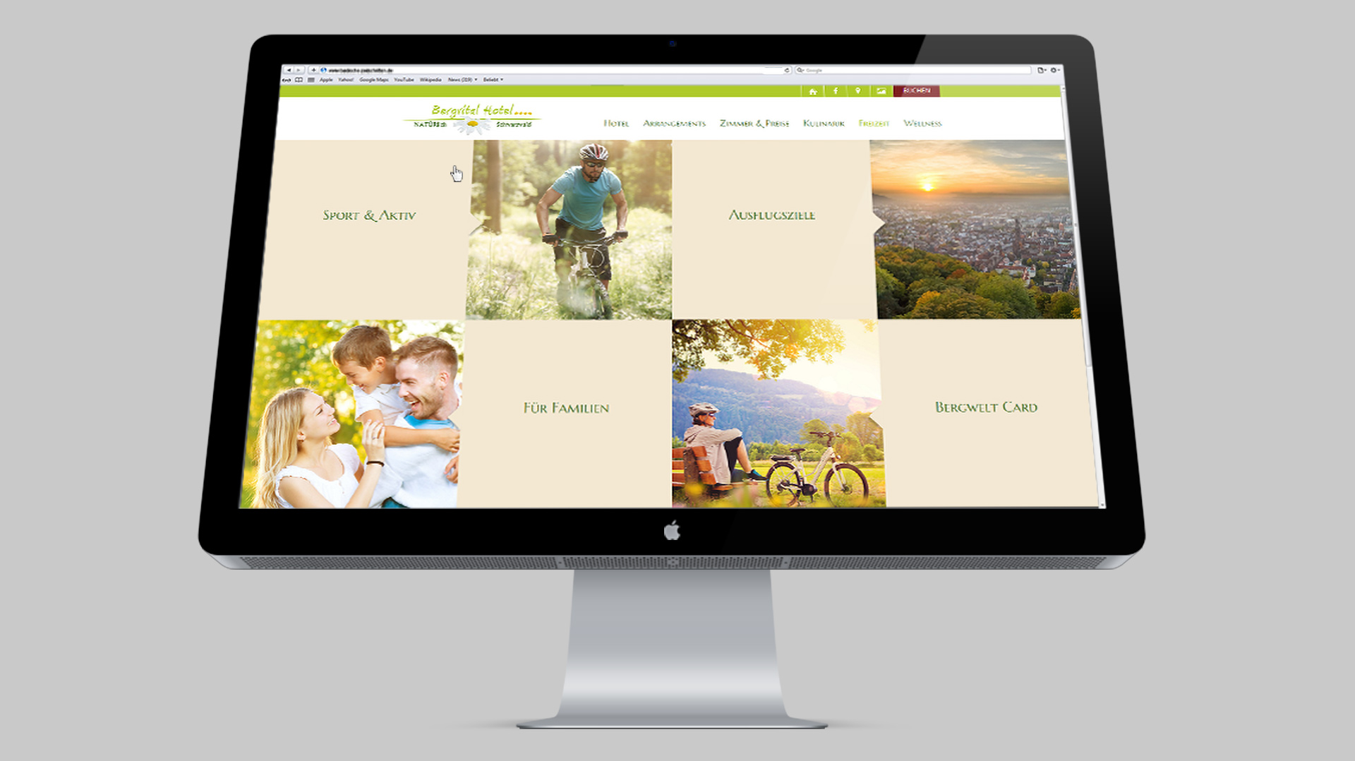 Ansicht der Bergvital Hotel Webseite auf einem iMac