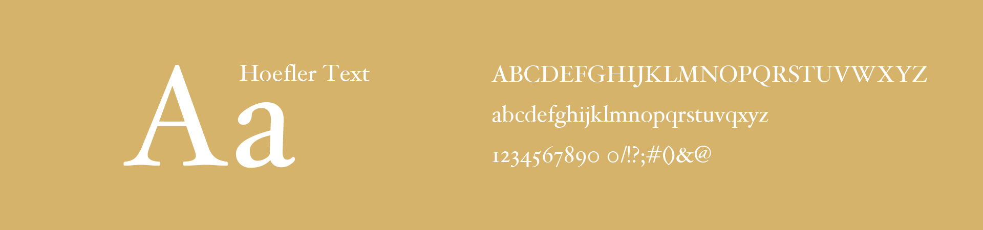 Darstellung von einem Schriftschnitt der Hoefler Text des Hotels Saigerhöh auf Gelb