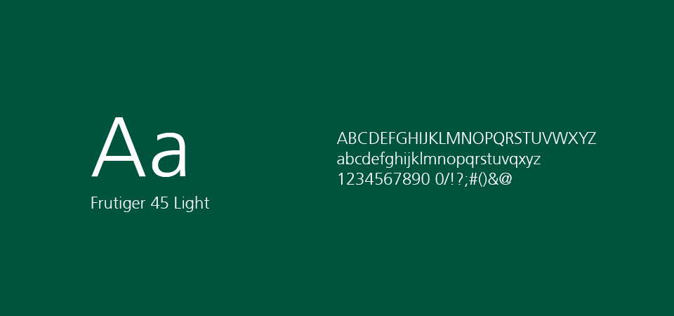 Darstellung von einem Schriftschnitt der Frutiger LT Pro im Corporate Design des Hotels Saigerhöh